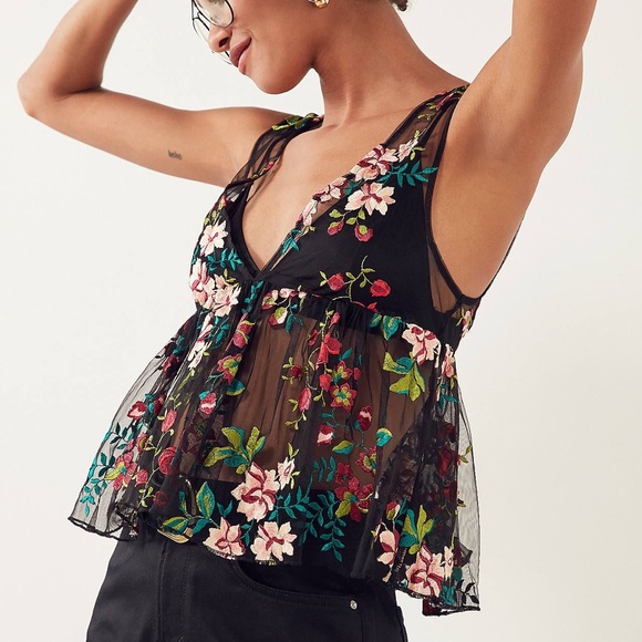 urban outfitters sheer floral top